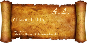 Altman Lilla névjegykártya
